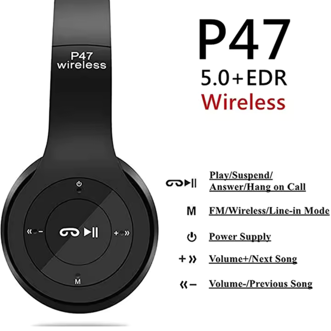P47 Wireless Bluetooth Headphones